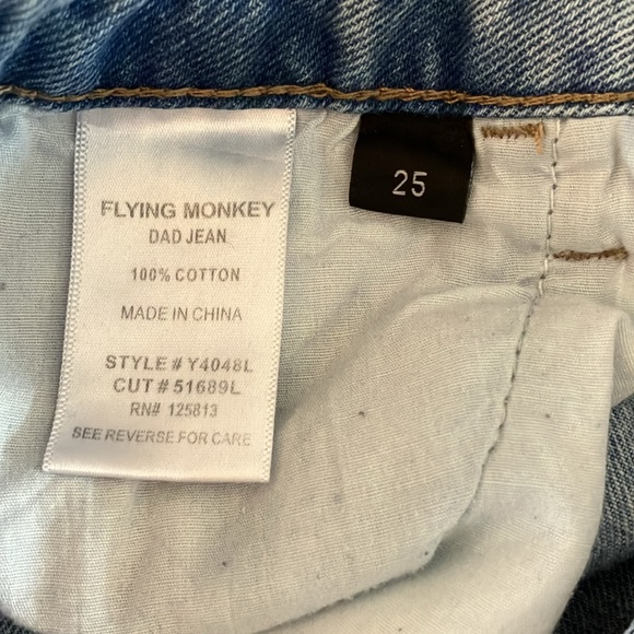 FLYING MONKEY High Rise Straight Leg Lightwash Distressed Dad Jeans. Sz 25. - Picture 5 of 10